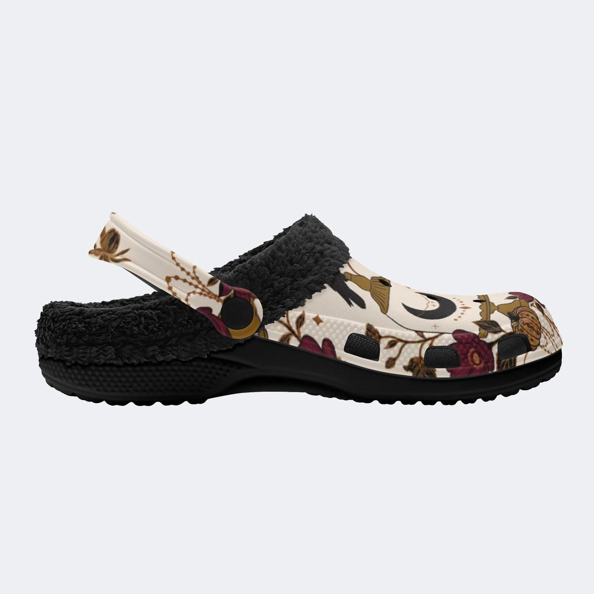 Spooky Fall Raven‑Fur Lined Slippers Sandals