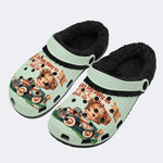 Vintage Girls Printed- Fur Lined Slippers/Sandals