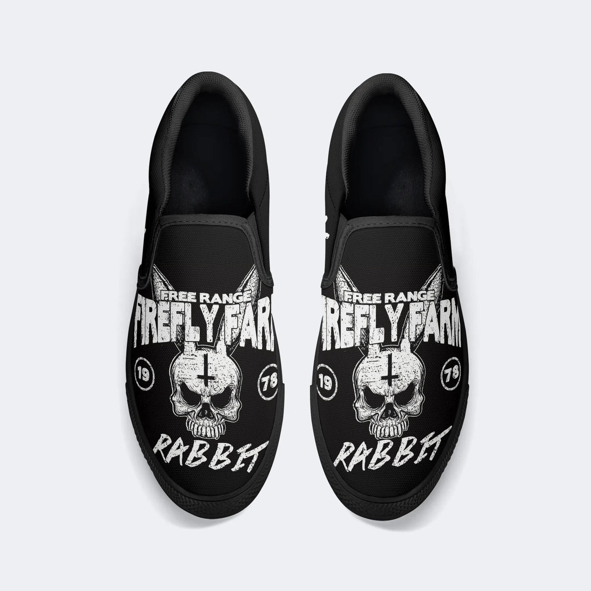 Unisex Run Rabbit Run Print - Slip On Shoes