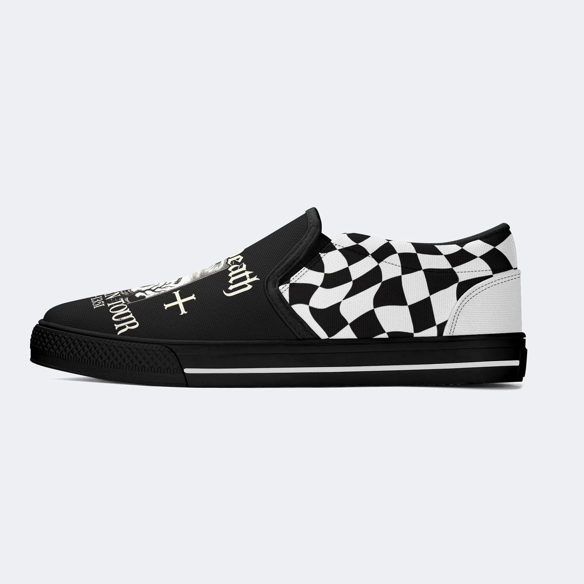 Black Death Print - Slip On Shoes