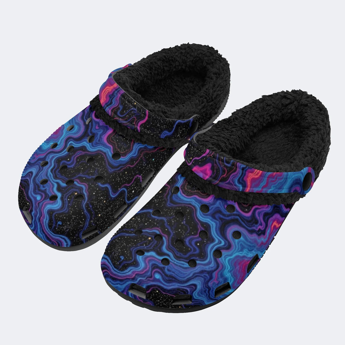 Cosmic Nebula Swirl - Fur Lined Slippers/Sandals