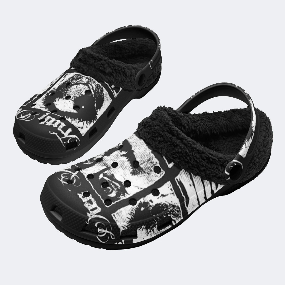 Old Script - Fur Lined Slippers/Sandals