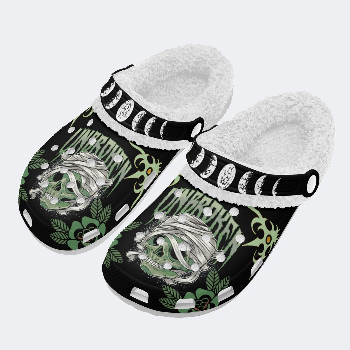 Horror Mummy Monster Print - Fur Lined Slippers/Sandals