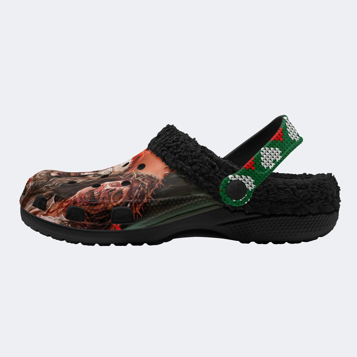 Christmas Ghostface Print - Fur Lined Slippers/Sandals