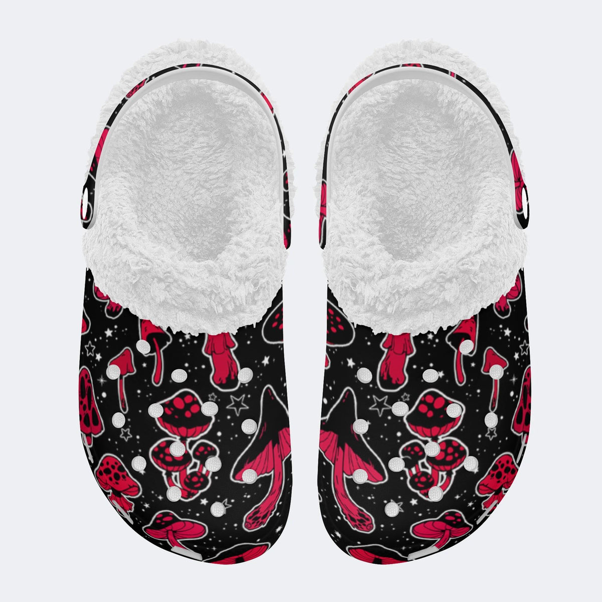 Starry Sky Mushroom Print - Fur Lined Slippers/Sandals