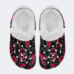 Starry Sky Mushroom Print - Fur Lined Slippers/Sandals