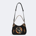 Wolf Vintage Print - Leather Crossbody Bag