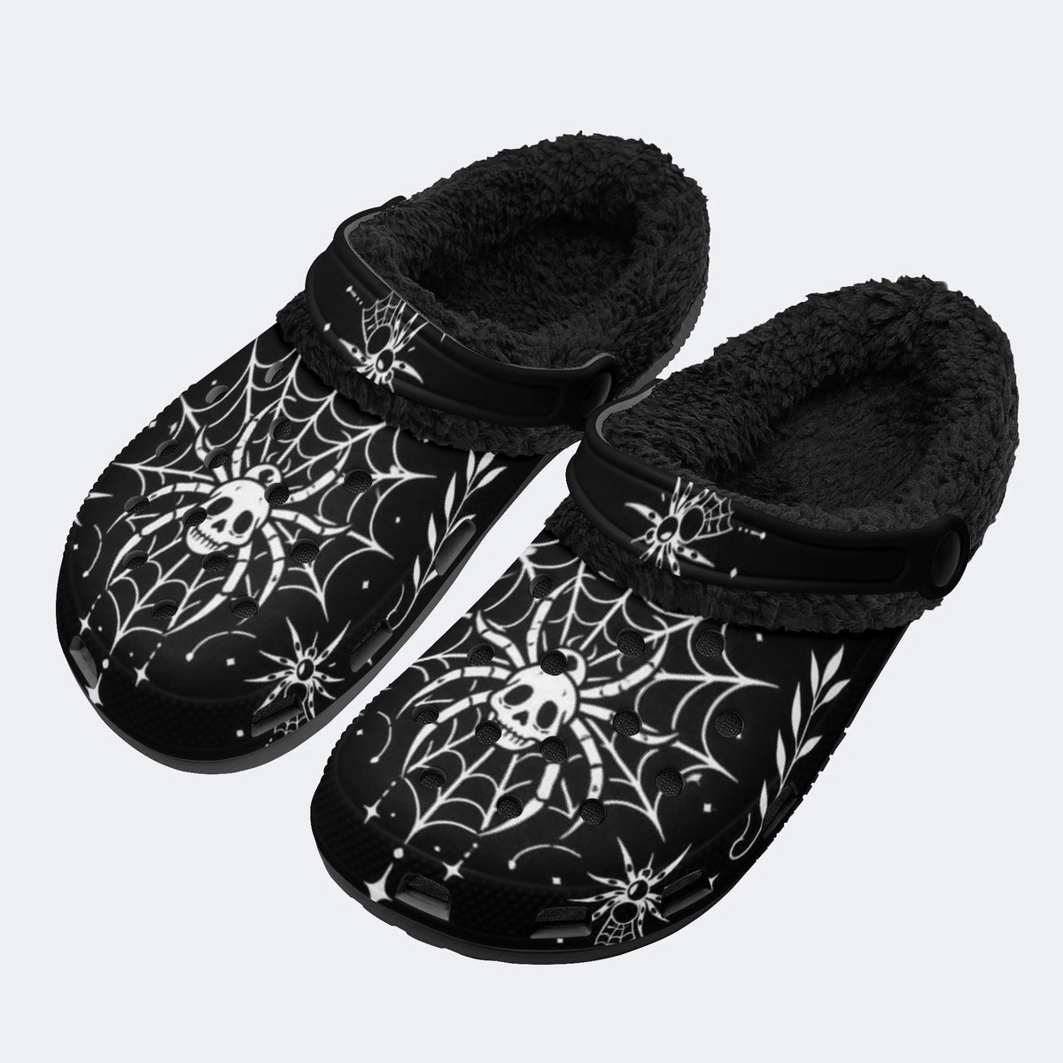 Dark Spider Web - Fur Lined Slippers/Sandals
