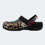 Skull Gem Rose - Fur Lined Slippers/Sandals