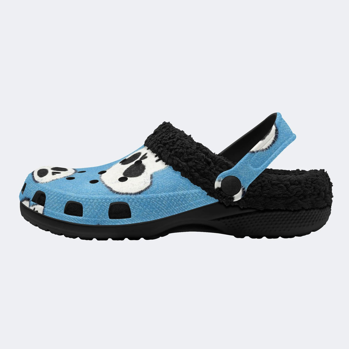 Blue Cute Skulls - Fur Lined Slippers/Sandals