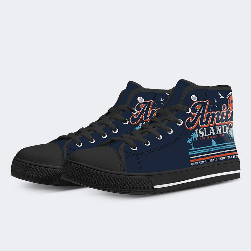 Amity Island Retro Unisex - High Top Canvas