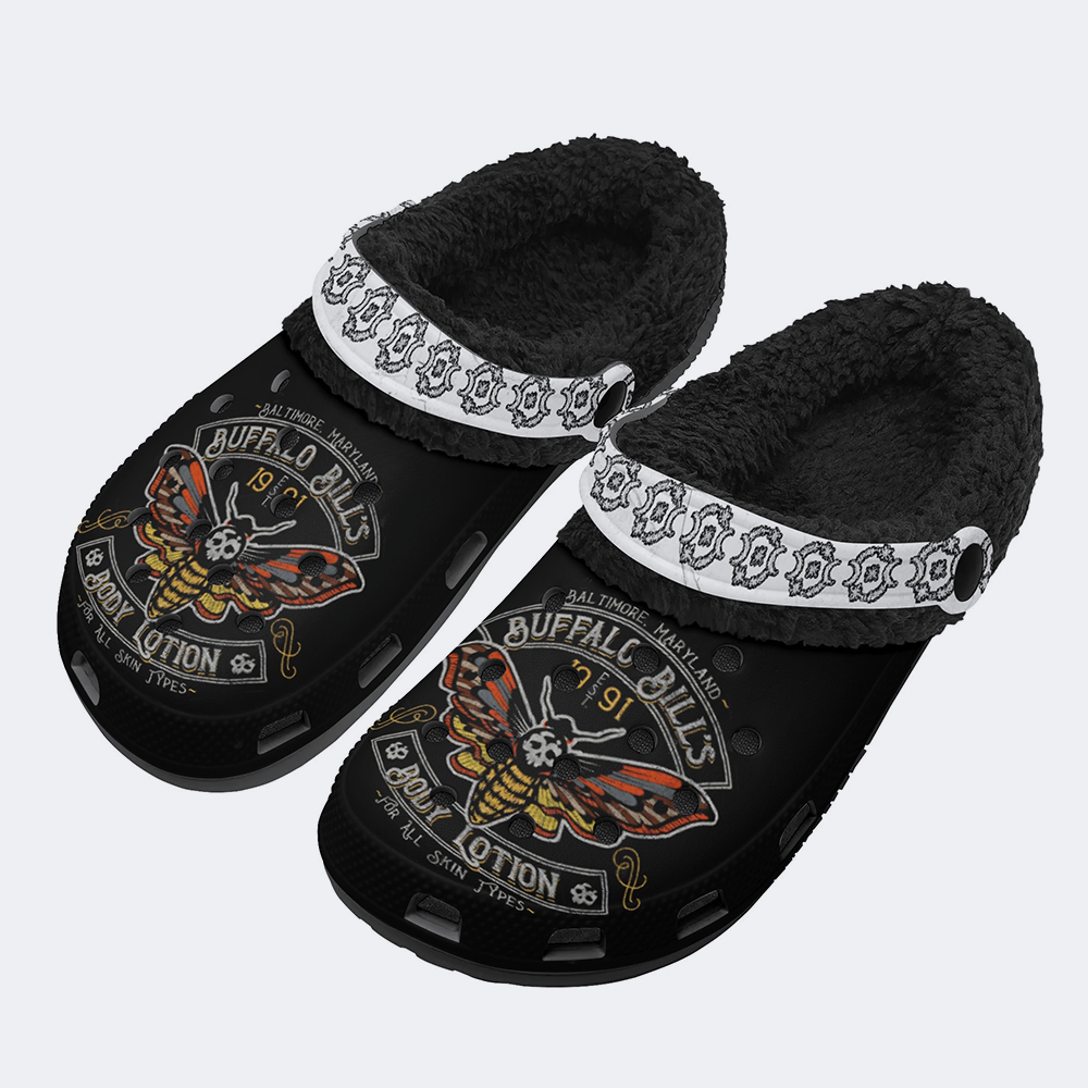 Bills Death Moth Vintage Print - Fur Lined Slippers/Sandals