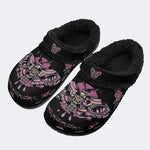 Purple Death Moth Print- Fur Lined Slippers/Sandals