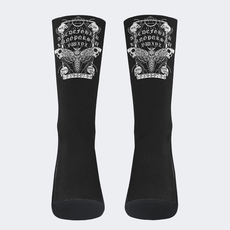 Surreal Death Moth Print - Crew Socks