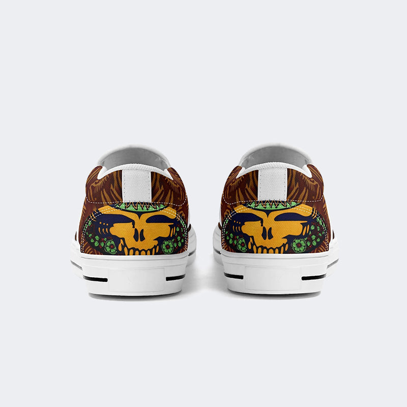 Unisex Skull Graphic Print - Slip On Shoes