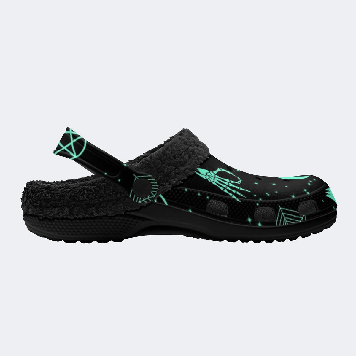 Spooky Glow Skull - Fur Lined Slippers/Sandals