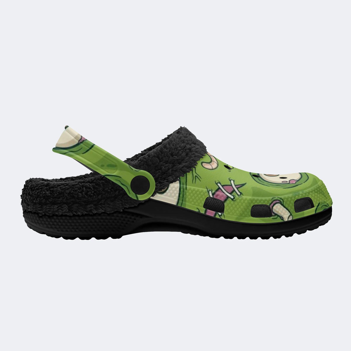 Cartoon Zombie Face - Fur Lined Slippers/Sandals
