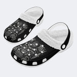 Bats&Skulls&Scorpions Print - Fur Lined Slippers/Sandals