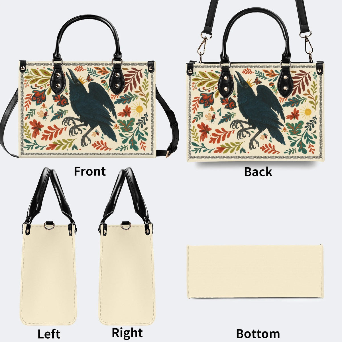 Three-Legged Golden Crow - Leather Handbag