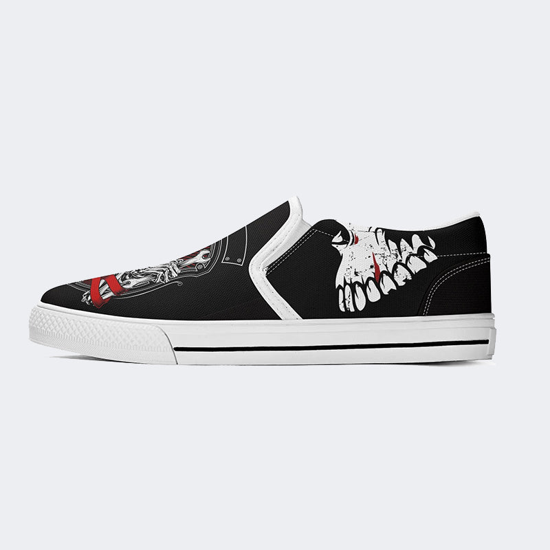 Unisex Horror Skull Print - Slip On Shoes