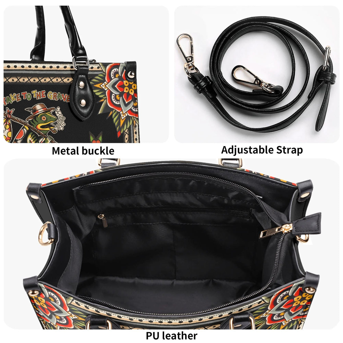 Frog On The Road - Leather Handbag