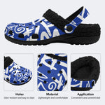 Blue Punk Graffiti - Fur Lined Slippers/Sandals
