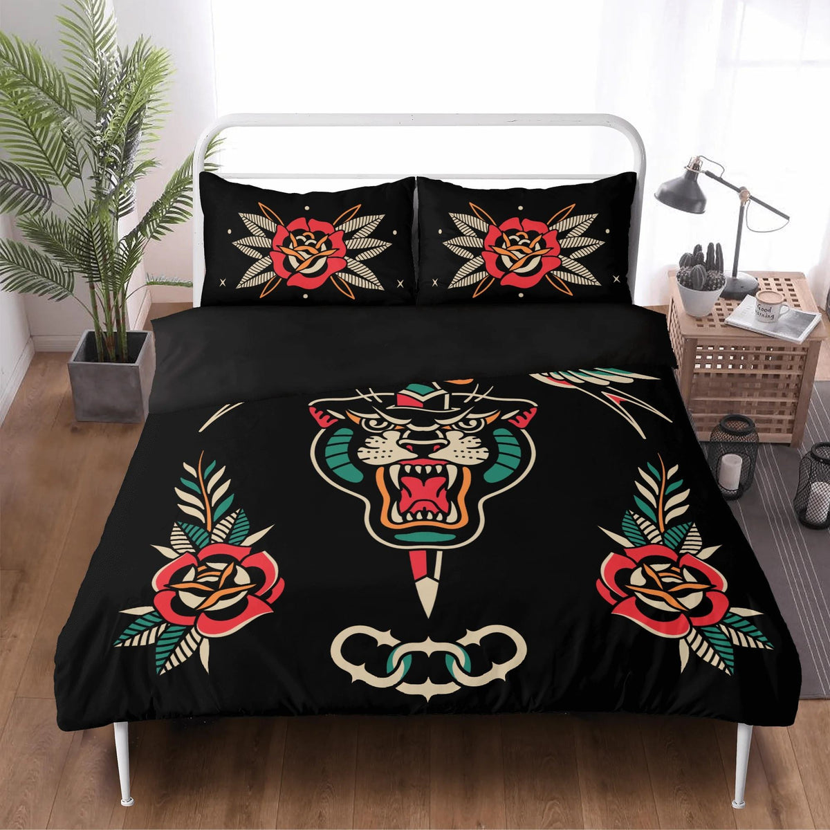 Old School Tiger Print - Three Piece Bedding Set