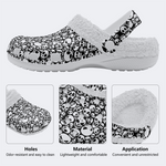 Horror Skull Print - Fur Lined Slippers/Sandals