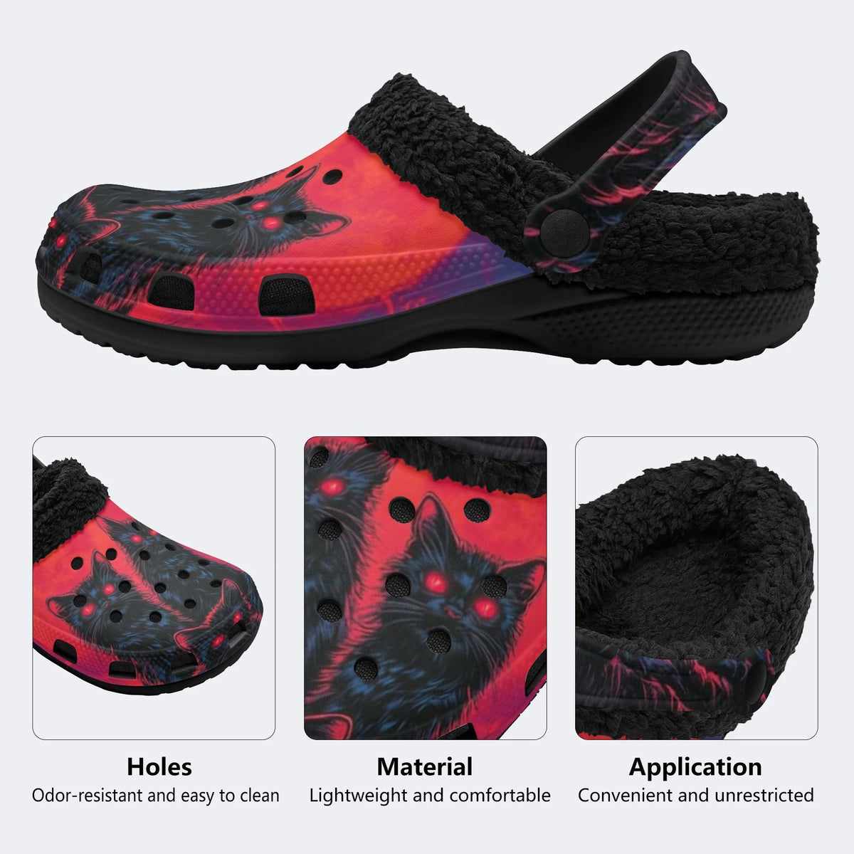 Red Eye Cat - Fur Lined Slippers/Sandals