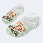 Vintage Girls Printed- Fur Lined Slippers/Sandals