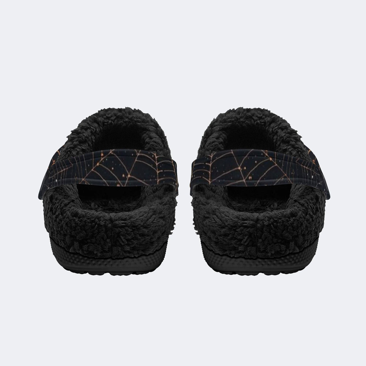Gothic Golden Spiderweb‑Fur Lined Slippers Sandals
