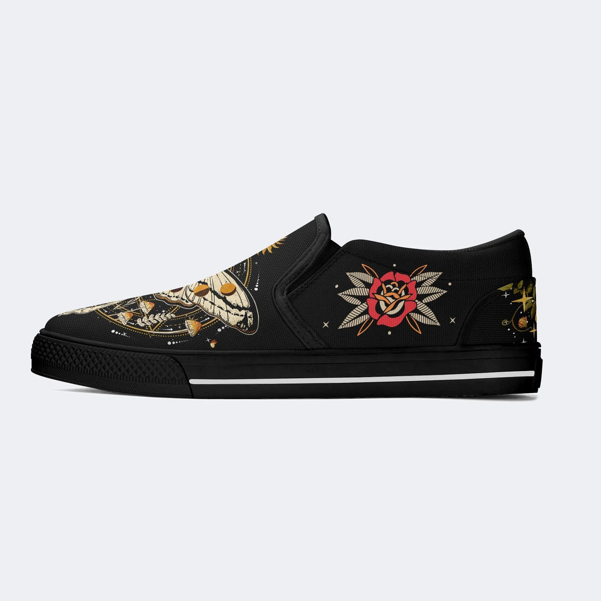 Sun And Moth Print - Slip On Shoes