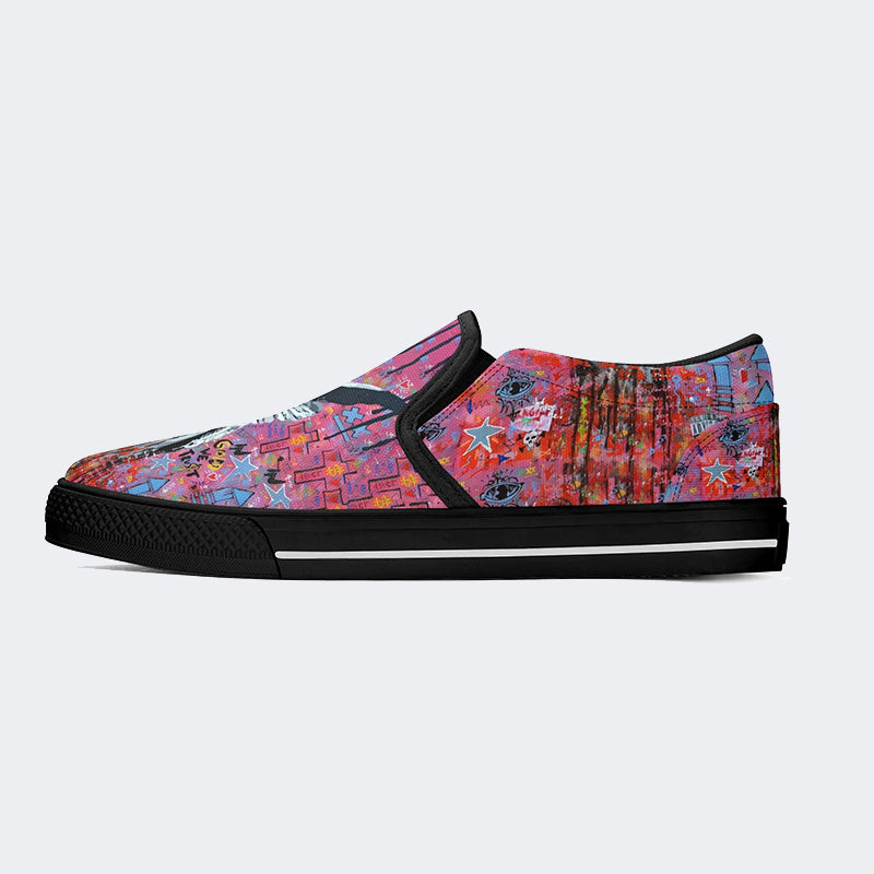 Unisex Greek Statue Graffiti Art Print - Slip On Shoes