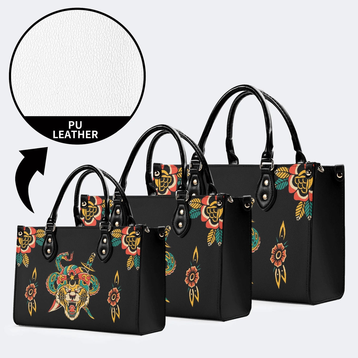 Crown With Snake And Sword - Leather Handbag