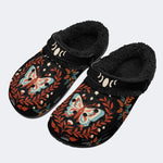 Moth And Leaf Print - Fur Lined Slippers/Sandals