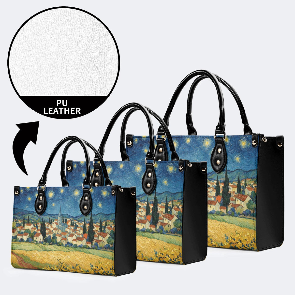 Van Gogh Starry Night Town Print Handbag Factory Direct Sales
