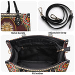 Vintage Smiling Sun Print - Leather Handbag