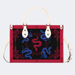 Red Snake As The Center - Leather Handbag