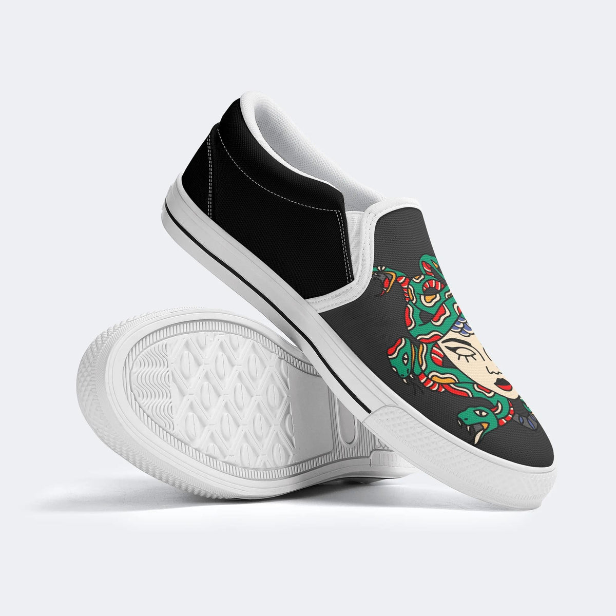 Medusa With Eyes Closed - Slip On Shoes
