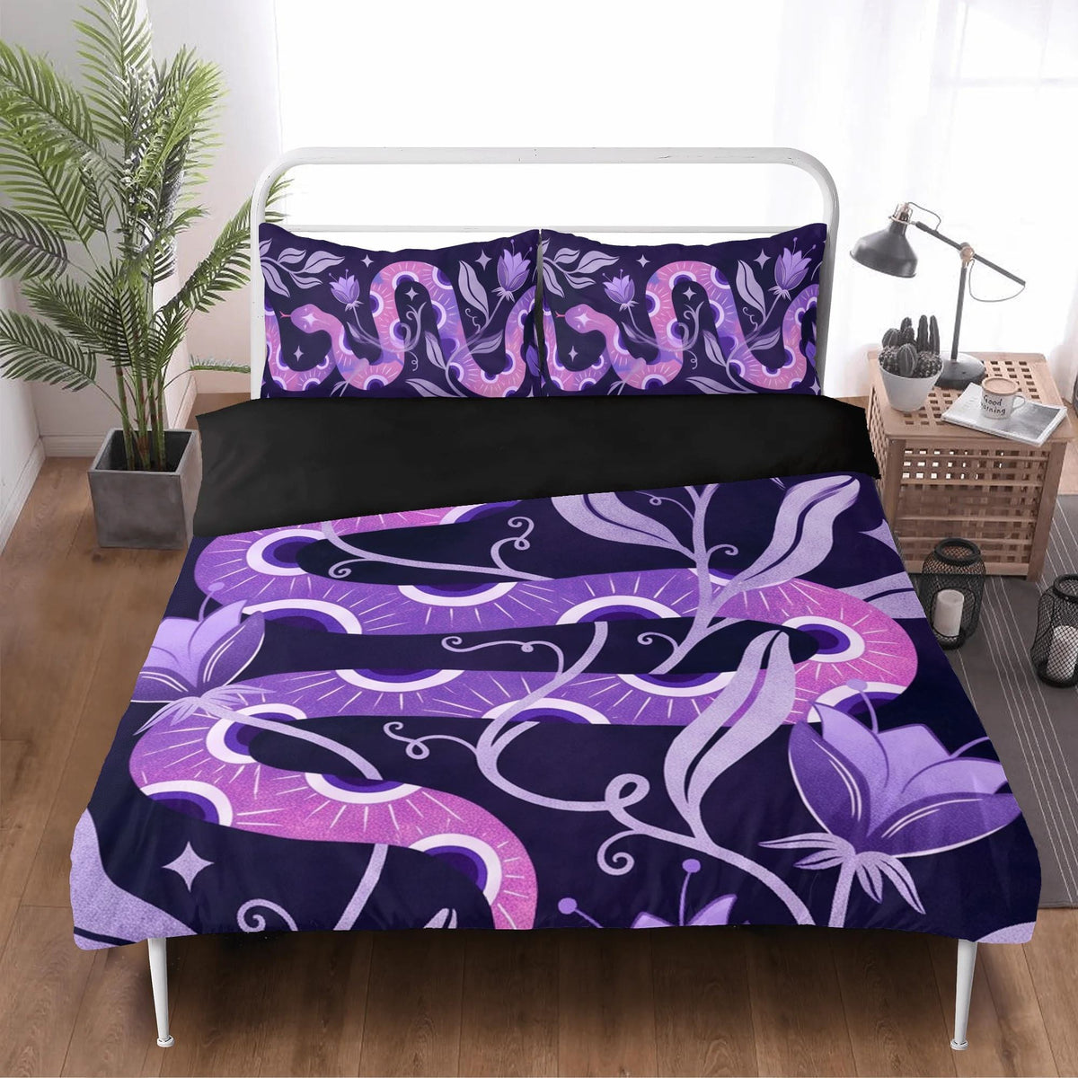Gothic Floral Serpent Art - Three Piece Bedding Set