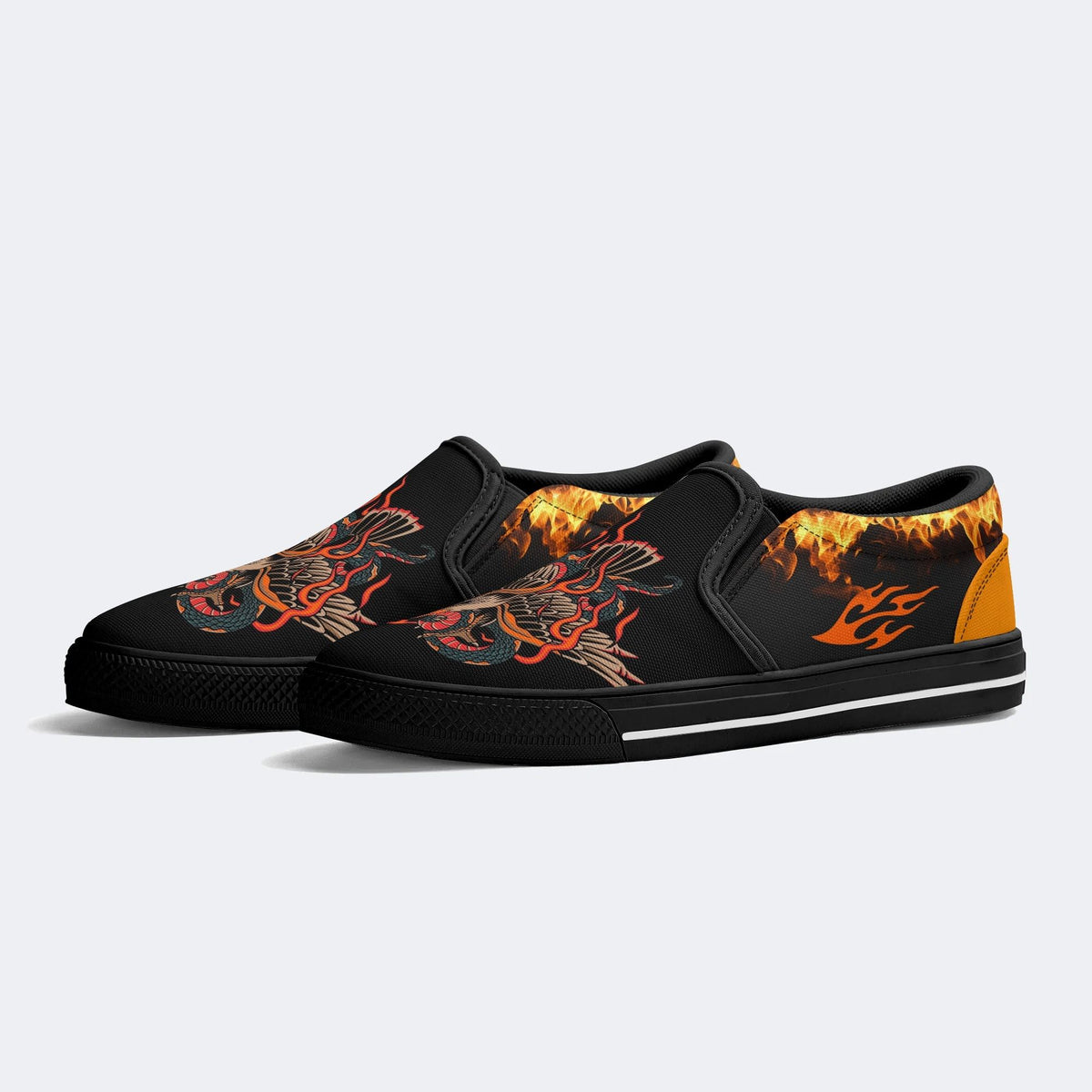 Old School Eagle & Snake Print - Slip On Shoes