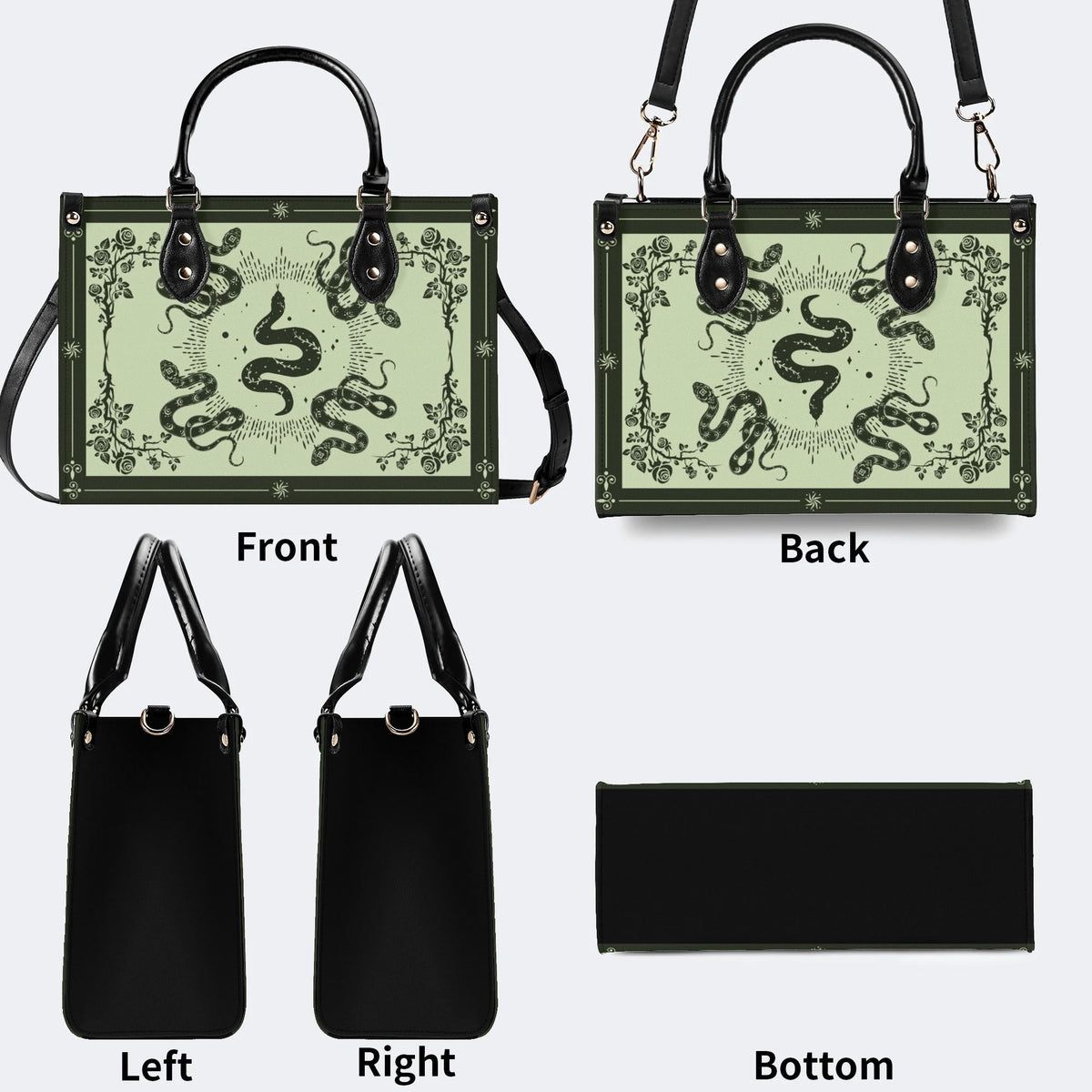 Inscribed Viper Print - Leather Handbag