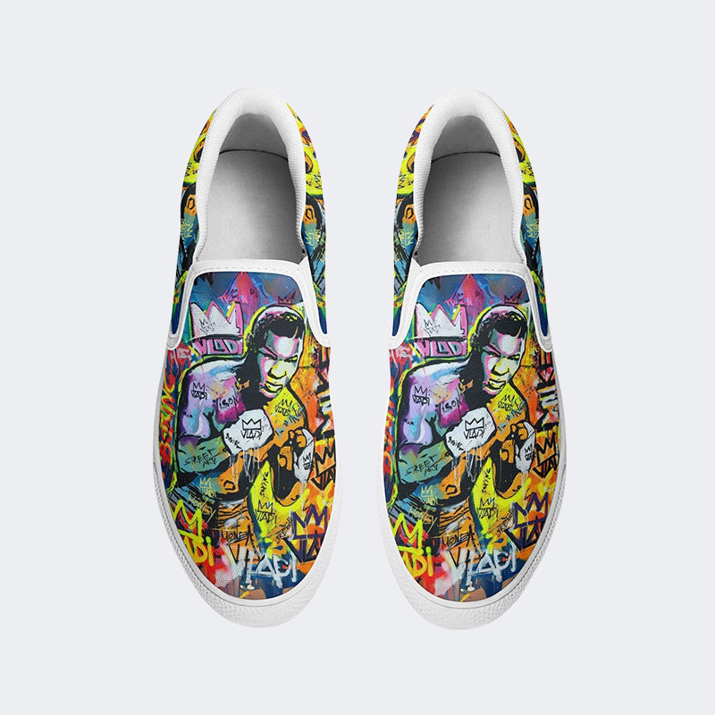 Unisex Boxer Graffiti Kunstdruck - Slip On Schuhe 