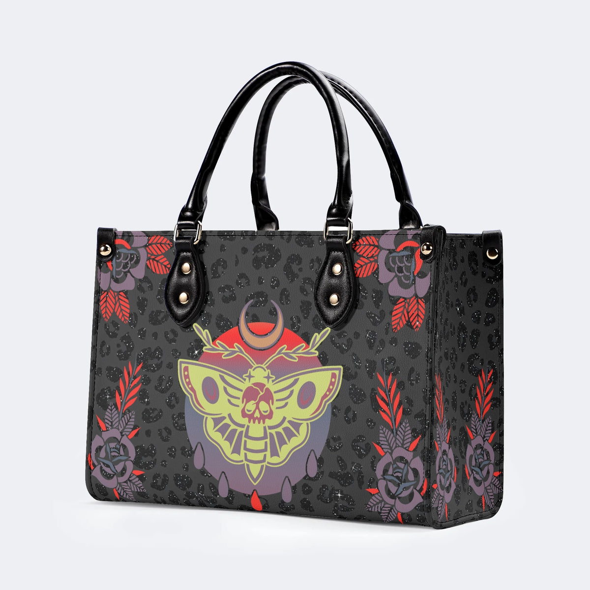 Classic Death Moth Print - Leather Handbag