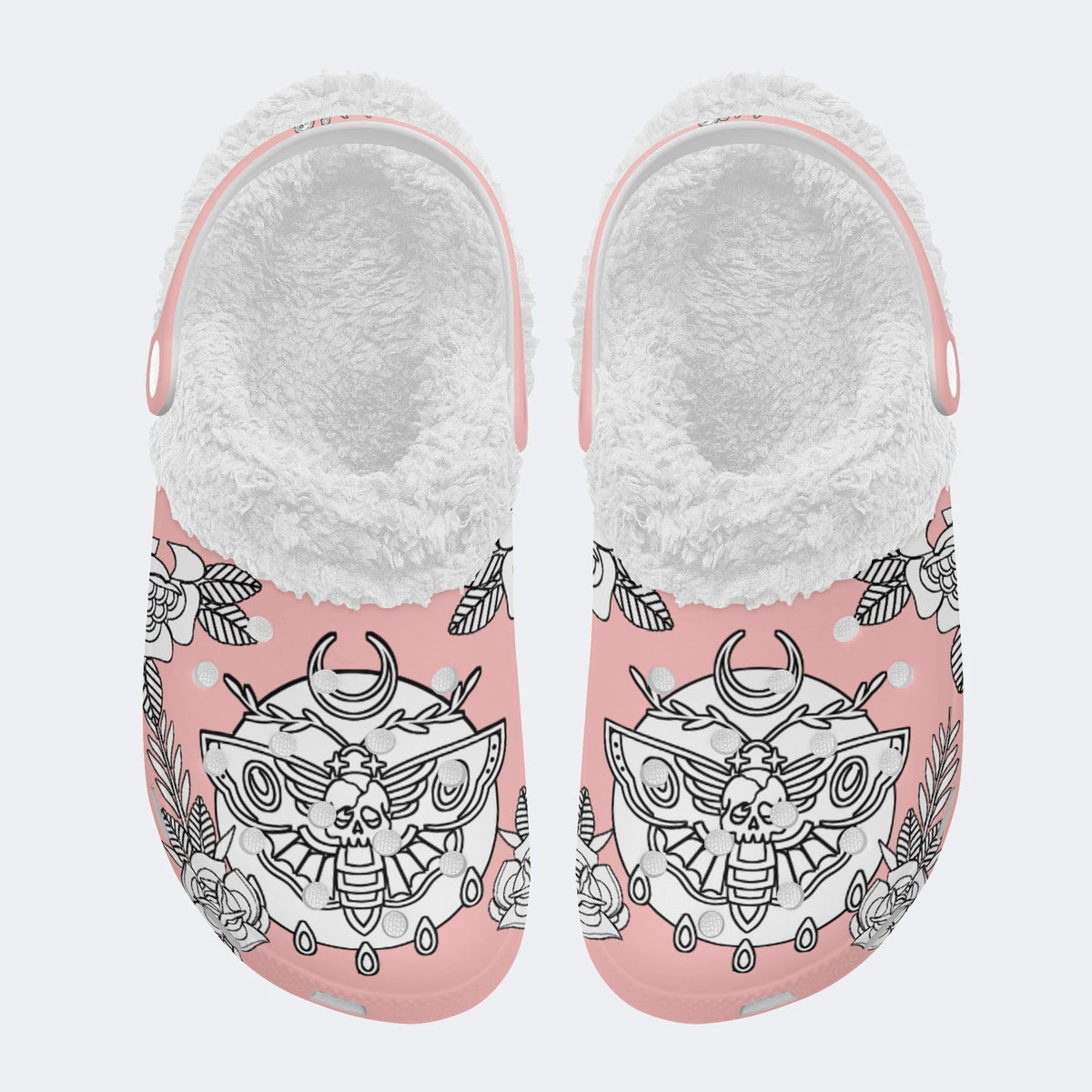 Death Moth Funny Print - Colorable Fur Lined Slippers/Sandals