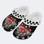 Biker Babe Heart Print - Fur Lined Slippers/Sandals