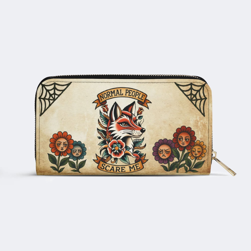 Retro Fox Head Print Leather Wallet Factory Direct Sales