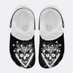 Classic Death Moth Skull Print - Fur Lined Slippers/Sandals