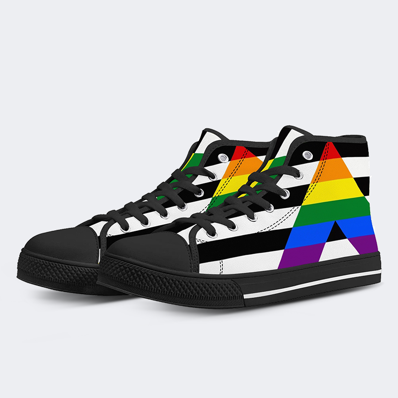 Straight Ally Flag High Top Canvas Shoes