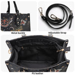Retro Dark Moth Print - Leather Handbag